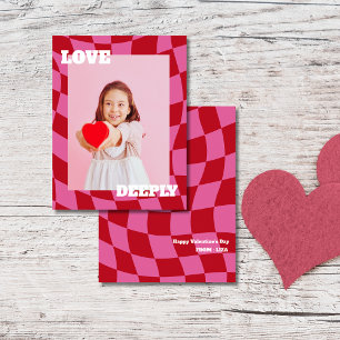 Retro Pink love photo kids Valentine’s Day Holiday Card