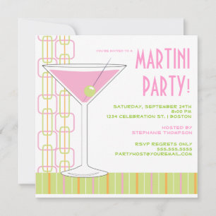 Retro Pink Martini Cocktail Party Invitation