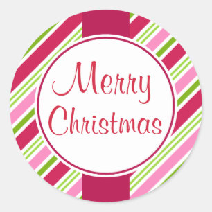Retro Pink Merry Christmas Candy Gift Stickers