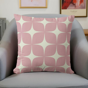Retro Pink Mid Century Modern Boho Geometric Throw Pillow