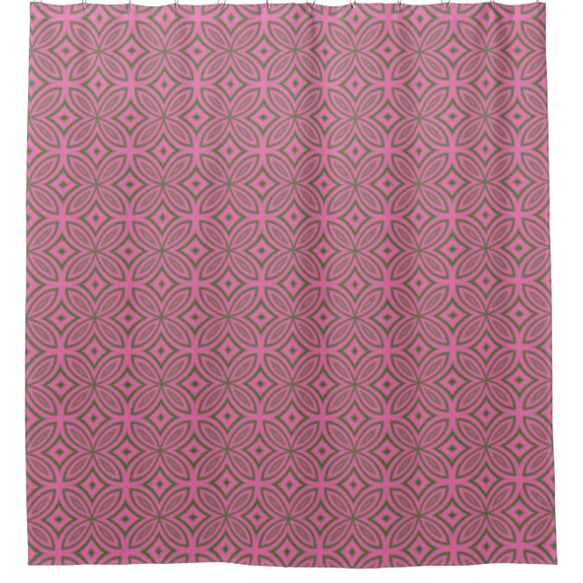 Retro pink olive green abstract geometric pattern (Front)