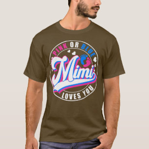 Retro Pink Or Blue Mimi Loves You Baby Gender Reve T-Shirt