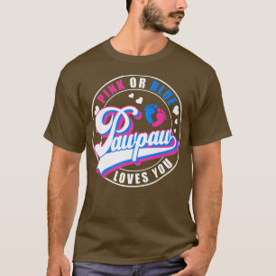 Retro Pink Or Blue Pawpaw Loves You Baby Gender Re T-Shirt
