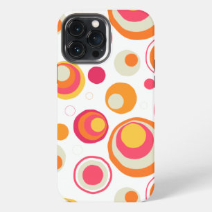 Retro Pink Orange Chic Girly Pattern iPhone 13 Pro Max Case