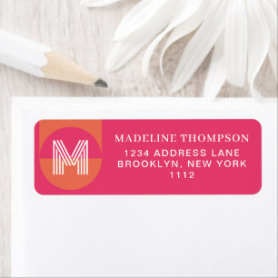 Retro Pink Orange Geometric Modern Monogram