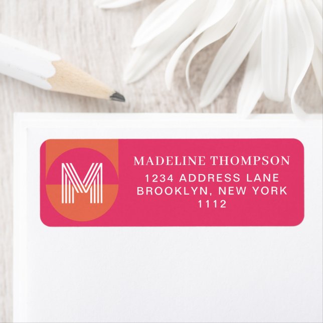 Retro Pink Orange Geometric Modern Monogram (Insitu)
