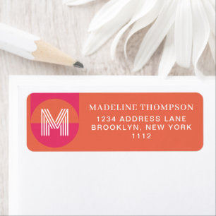 Retro Pink Orange Geometric Modern Monogram
