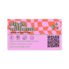 Retro Pink Orange QR Code Groovy Checkered Unique