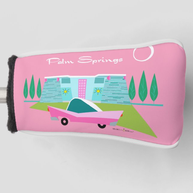 Retro Pink Palm Springs Golf Head Cover (Front)