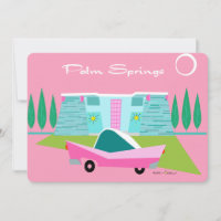 Retro Pink Palm Springs Invitation