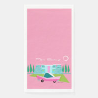 Retro Pink Palm Springs Paper Napkin