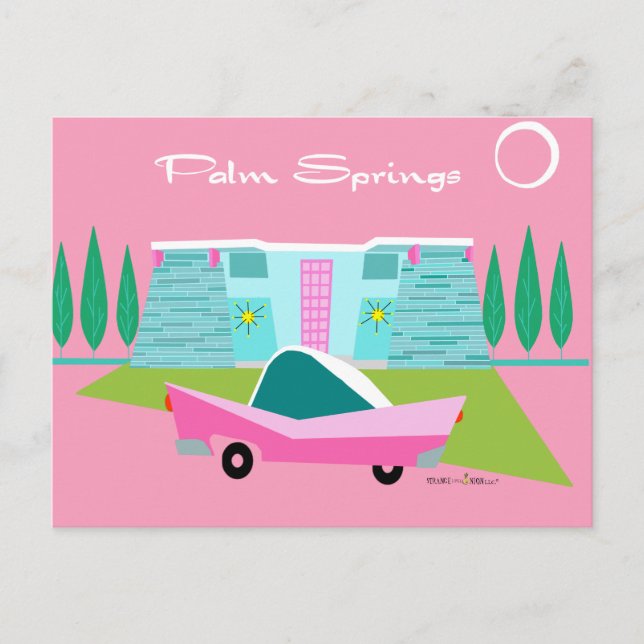 Retro Pink Palm Springs Postcard (Front)