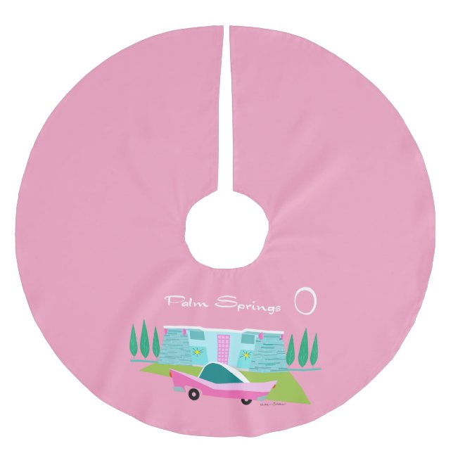 Retro Pink Palm Springs Tree Skirt (Front)