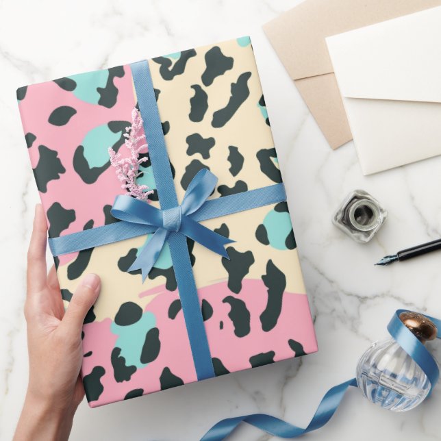 Retro Pink Pastel Leopard Spots Wrapping Paper (Gifting)
