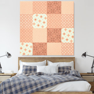 Retro Pink Patchwork Canvas Print