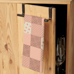 Retro Pink Patchwork Kitchen Towel