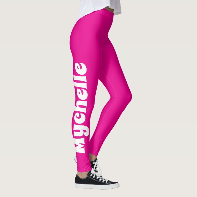 Retro Pink Personalized Yoga & Pilates Leggings (Right)