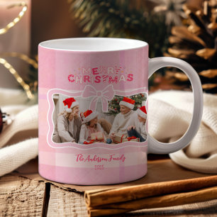 Retro Pink Plaid Whimsical Holiday  Coffee Mug