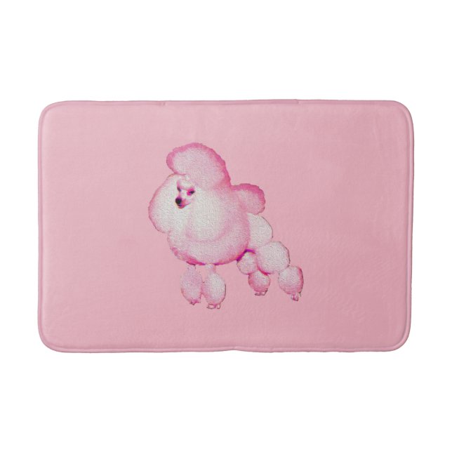 Retro Pink Poodle Bath Mat (Front)