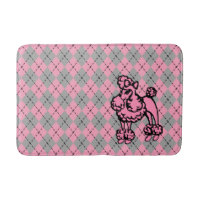 Retro Pink Poodle Bathroom Rug Bath Mat