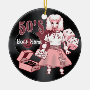 Retro Pink Poodle Ornament