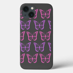 Retro Pink Purple Floral Butterfly Girl Pattern iPhone 13 Case