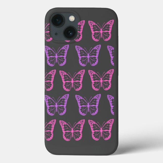 Retro Pink Purple Floral Butterfly Girl Pattern Case-Mate iPhone Case (Back)