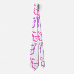 Retro Pink Purple Floral Butterfly Girl Pattern Tie