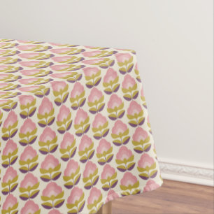 Retro Pink & Purple Floral Pattern Tablecloth