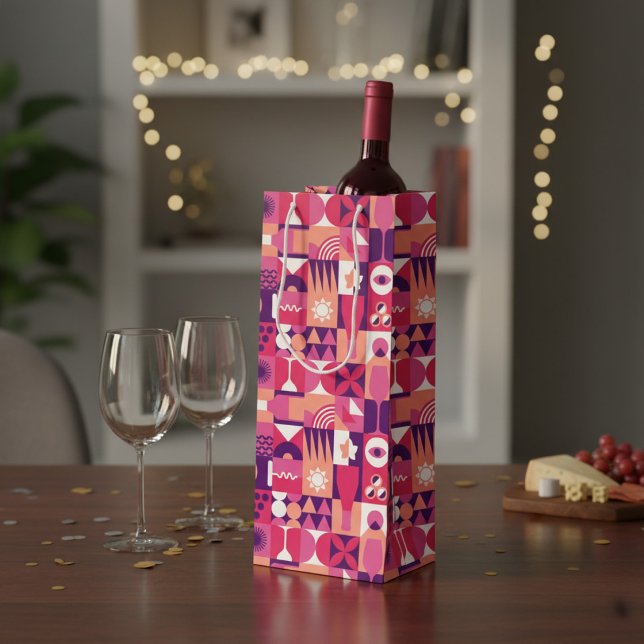 Retro Pink Purple Wine Pattern Gift Bag (Creator Uploaded)