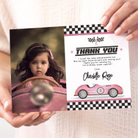 Retro Pink Race Car Girl Birthday Party Photo
