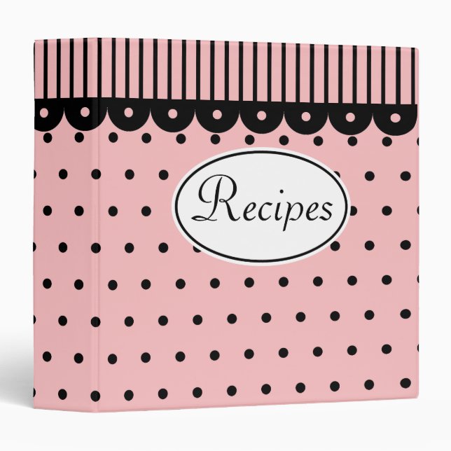 Retro Pink Recipe Organizer Binder Gift (Front/Spine)