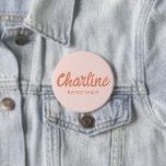 Retro Pink &Red Bridesmaid name pin<br><div class="desc">Retro Pink &Red Bridesmaid name pin</div>