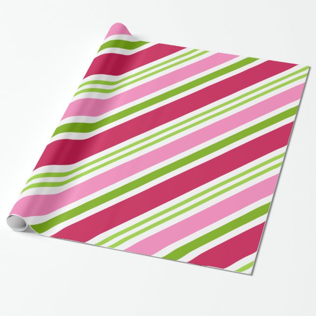 Retro Pink Red Candy Christmas Wrapping Paper (Unrolled)