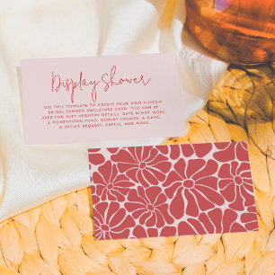 Retro Pink & Red Groovy Bridal Brunch Enclosure Card