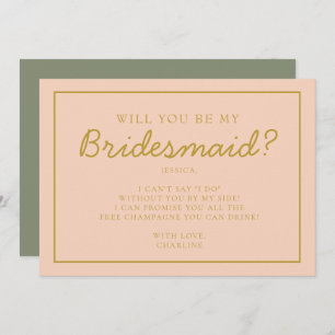 Retro Pink &Red Handwriting Bridesmaid Proposal Invitation