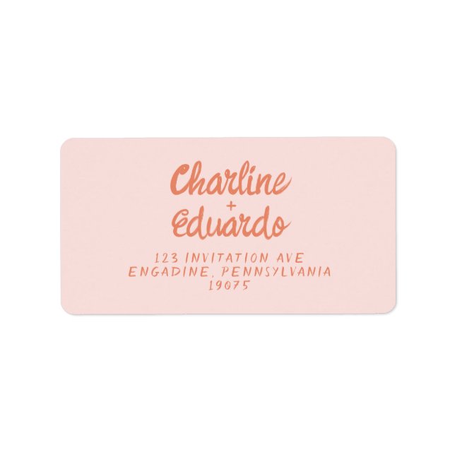 Retro Pink &Red Handwriting Wedding  Label (Front)
