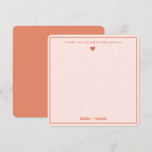 Retro Pink&Red Handwriting Wedding Thank you 