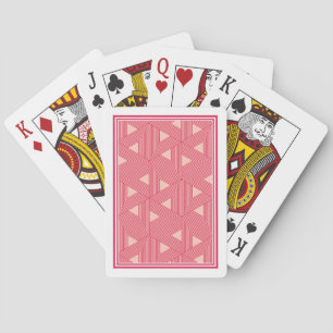 Retro Pink Sakura Japan Triangle Geometric Pattern Playing Cards