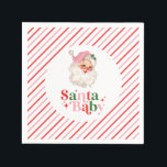Retro Pink Santa Baby christmas baby shower Napkin<br><div class="desc">retro pink Santa Baby  christmas themed baby shower paper party napkins.</div>