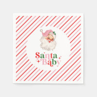 Retro Pink Santa Baby christmas baby shower