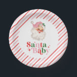 Retro Pink Santa Baby christmas baby shower Paper Plate<br><div class="desc">retro pink Santa Baby  christmas themed baby shower paper party plates.</div>