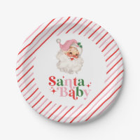 Retro Pink Santa Baby christmas baby shower