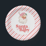 Retro Pink Santa Baby christmas baby shower Paper Plate<br><div class="desc">retro pink Santa Baby christmas themed baby shower paper party plates.</div>