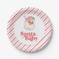 Retro Pink Santa Baby christmas baby shower
