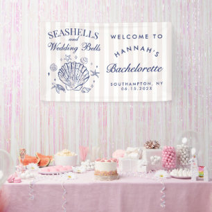 Retro Pink Seashells & Wedding Bells Bachelorette  Banner