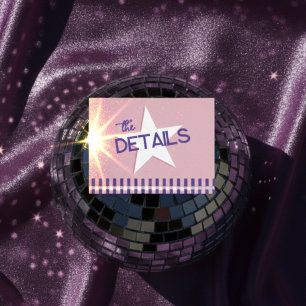 Retro Pink & Silver Disco Wedding Detail Foil Card