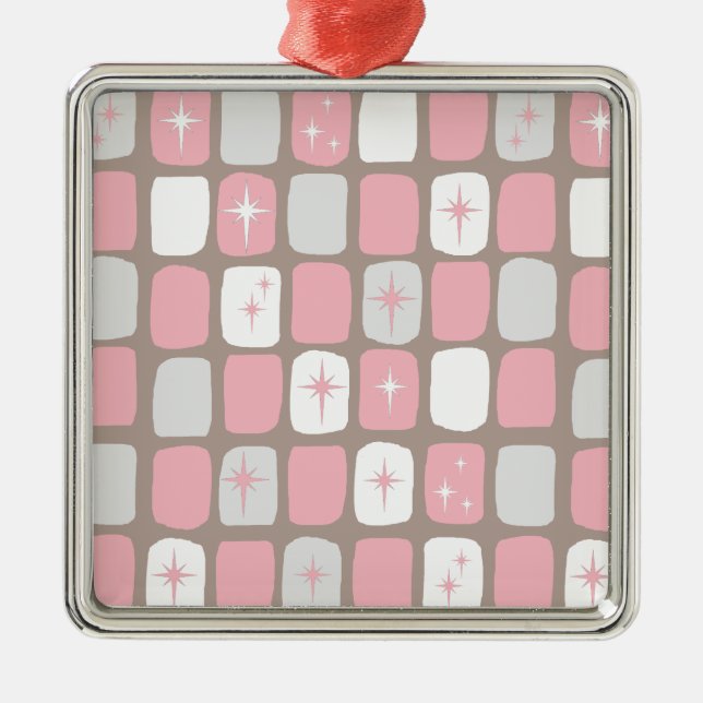 Retro Pink Starbursts Christmas Ornament (Front)