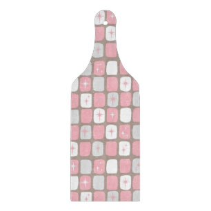 Retro Pink Starbursts Glass Cutting Board Paddle