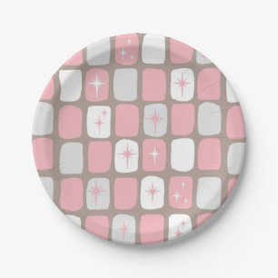 Retro Pink Starbursts Paper Plates